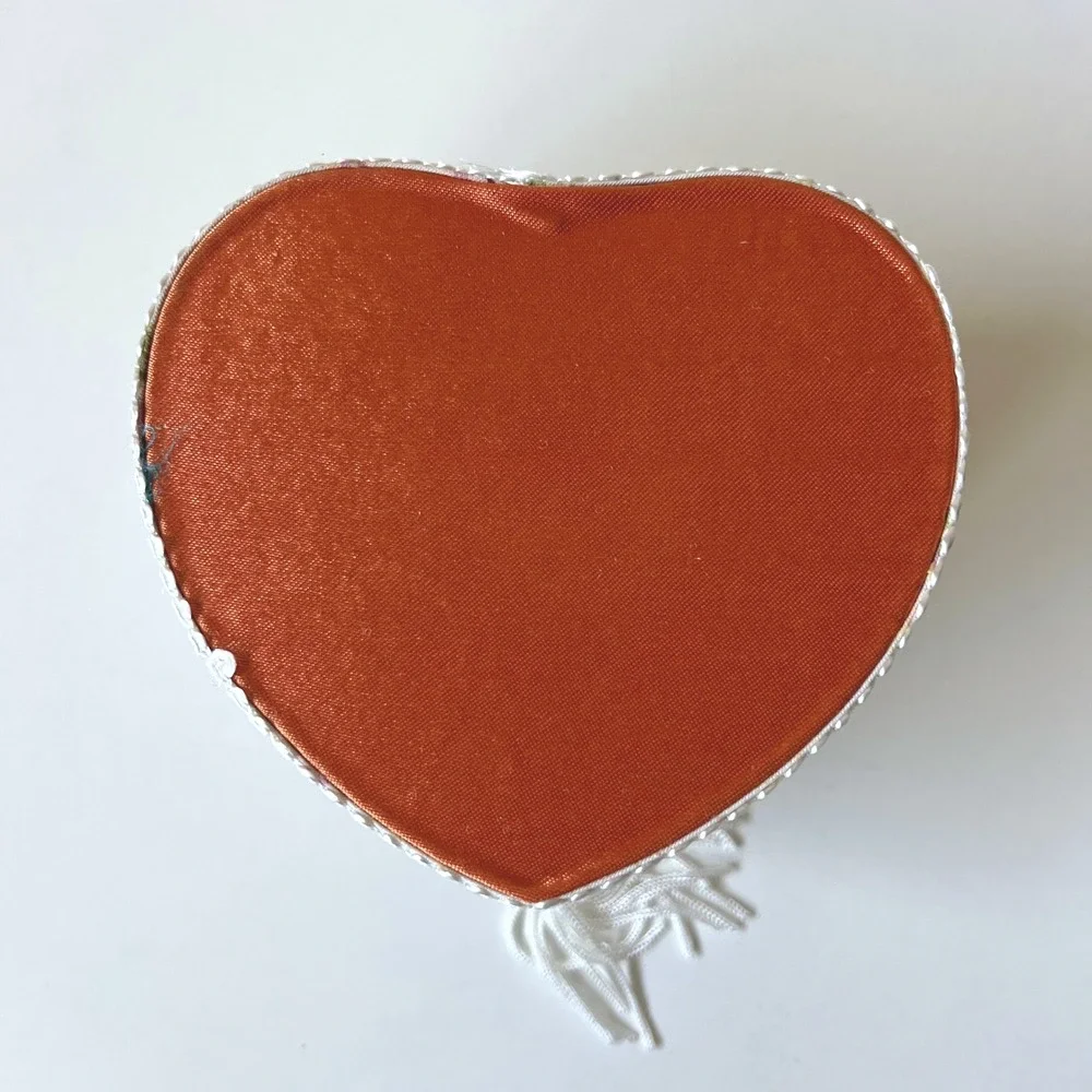 Vintage Floral Heart Shaped Trinket Box Jewelry Box Vanity Decor